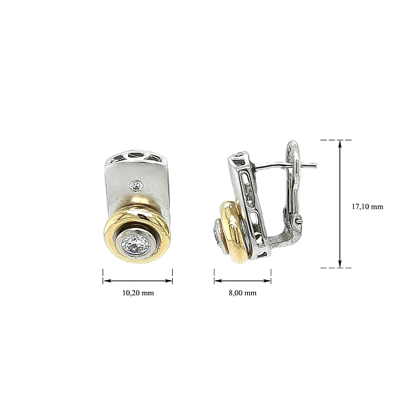 Elegante Ohrringe aus Bicolor-Gold mit Zirkonia