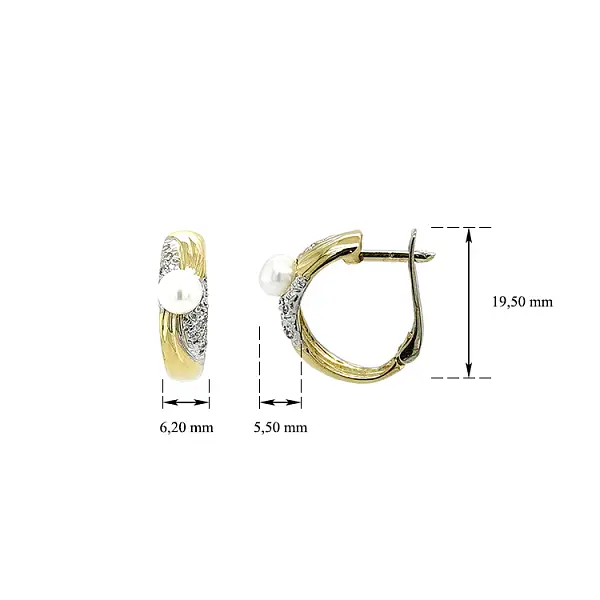 Goldohrringe mit Perlen und Zirkonen