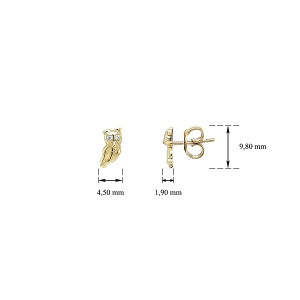 Goldene Eulen-Ohrringe mit Zirkonen