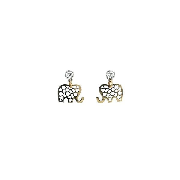 Ohrringe Elefant mit Zirkonen in Gold