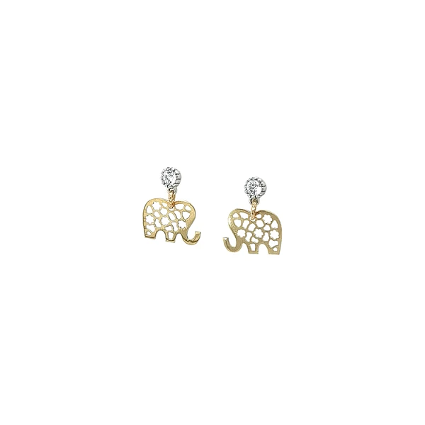 Ohrringe Elefant mit Zirkonen in Gold
