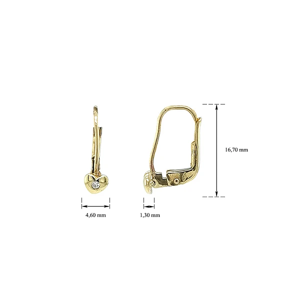 Elegante goldene Herzohrringe mit Zirkonia