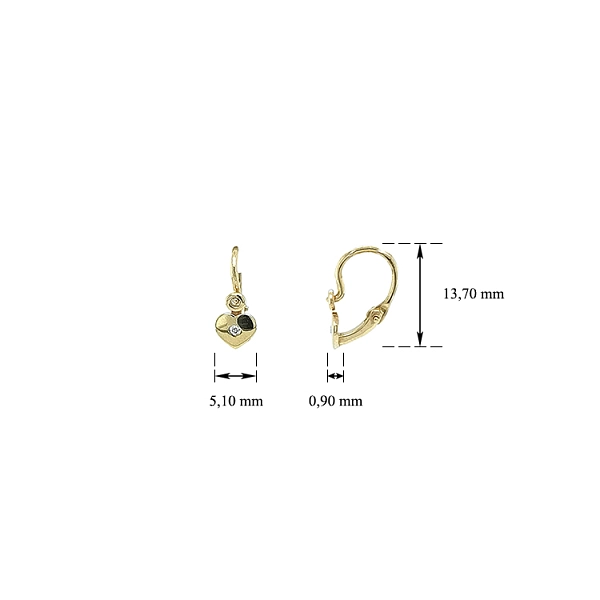 Goldene Baby-Ohrringe Herzen