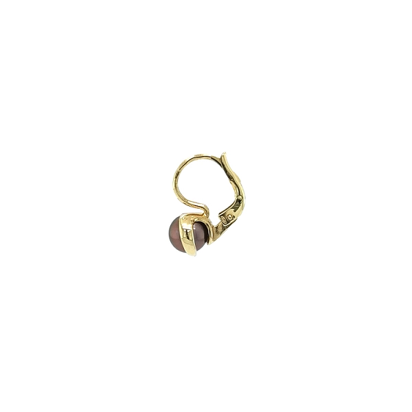 Goldohrringe mit brauner Perle
