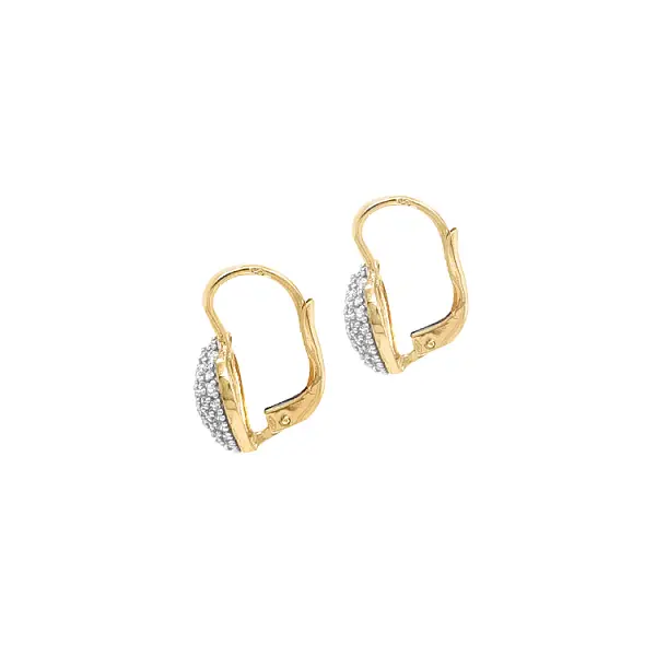 Goldohrringe in Herzform mit Zirkonen