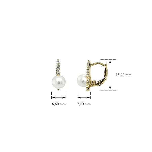 Goldohrringe mit Perlen und Zirkonen