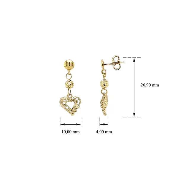 Hängende Herz-Ohrringe aus Gold