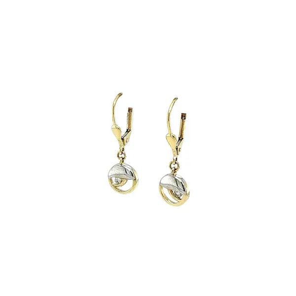 Anhänger-Ohrringe mit Zirkonen aus kombiniertem Gold