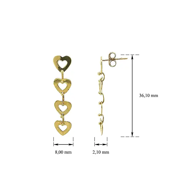 Gold Hängeohrringe Herzen