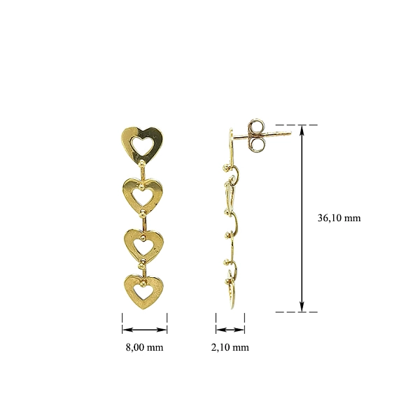 Gold Hängeohrringe Herzen