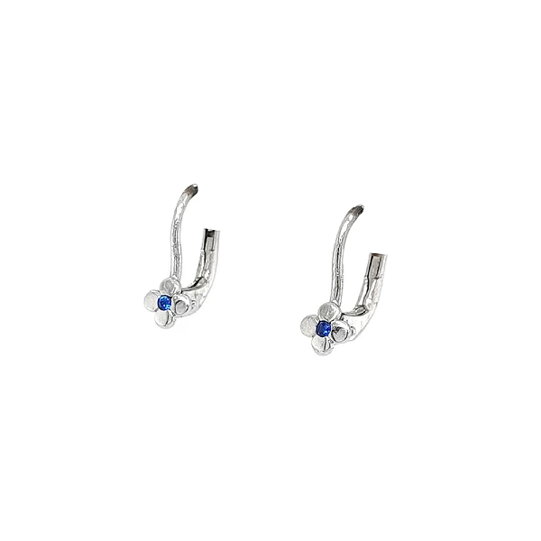 Ohrringe Weißgold Blumen mit Saphir