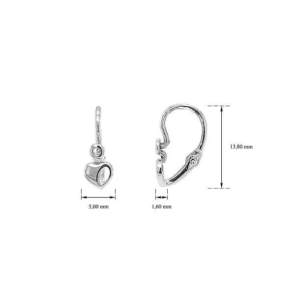 Kinderohrringe Herzen in Weißgold