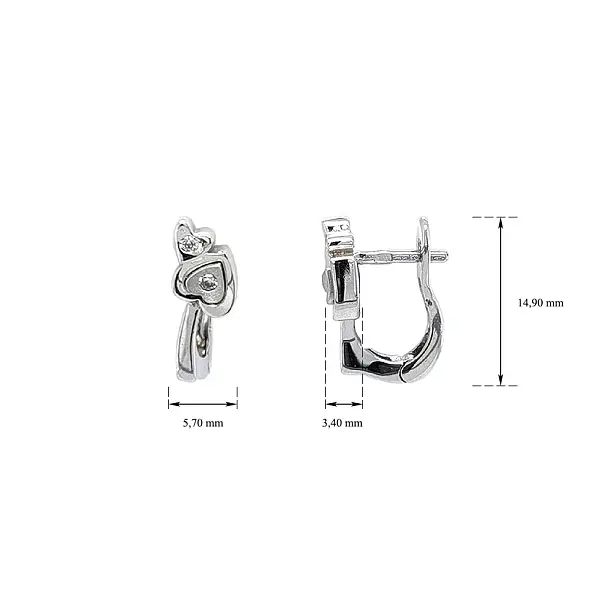 Ohrringe Herz mit Zirkonen in Weißgold