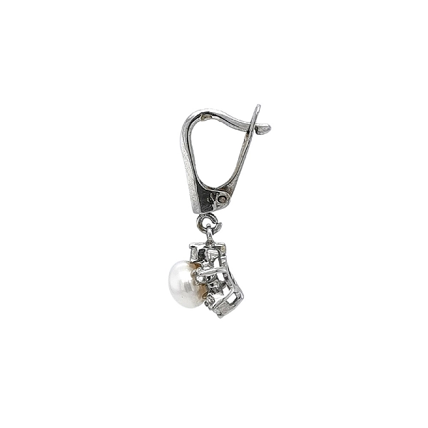 Elegante Weißgoldohrringe mit Perlen und Zirkonia