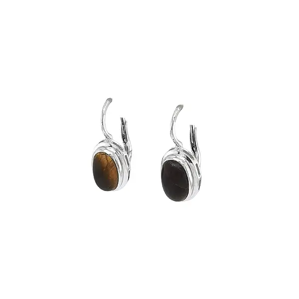 Elegante Weißgold-Ohrringe mit Tigerauge