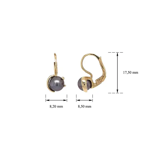 Gold-Ohrringe Schwarze Perlen