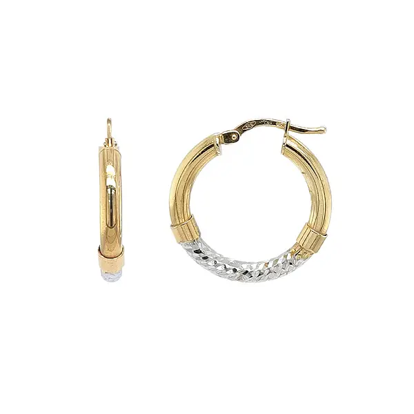 Elegante Goldohrringe mit Gelb- und Weißgoldkontrast