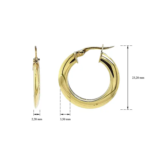 Flache runde Goldohrringe mit Barverschluss