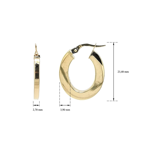 Gold Oval Runde Ohrringe mit Bar Verschluss
