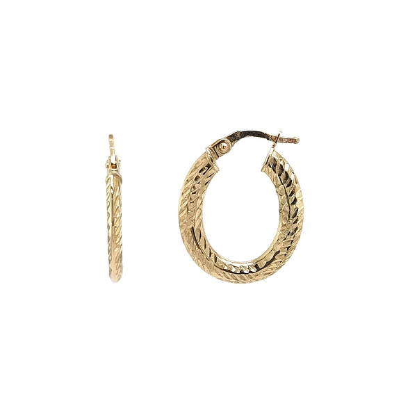 Elegante Creolen aus Gelbgold mit feinem Muster