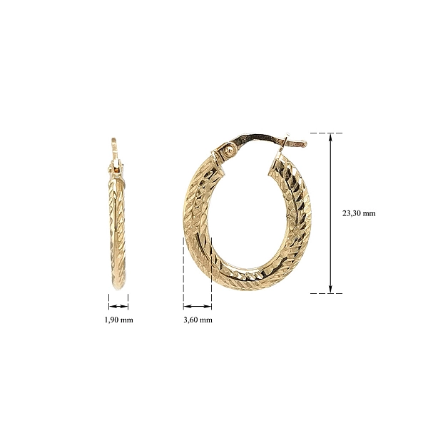 Elegante Creolen aus Gelbgold mit feinem Muster