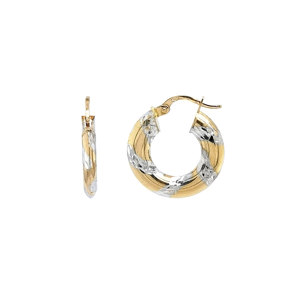 Elegante runde Ohrringe aus Weiß- und Gelbgold