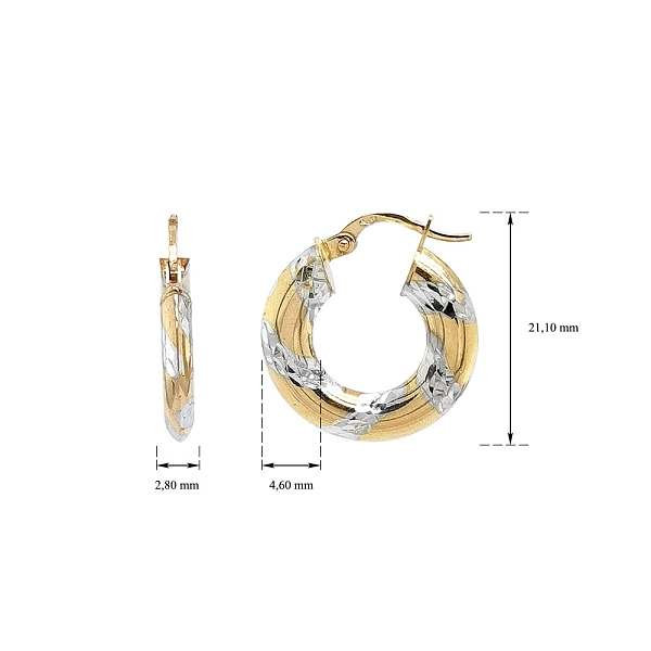 Elegante runde Ohrringe aus Weiß- und Gelbgold