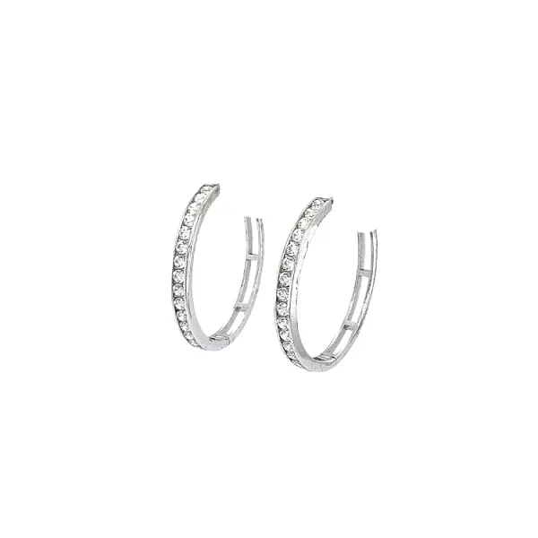 Runde Ohrringe mit Zirkonen aus Weißgold