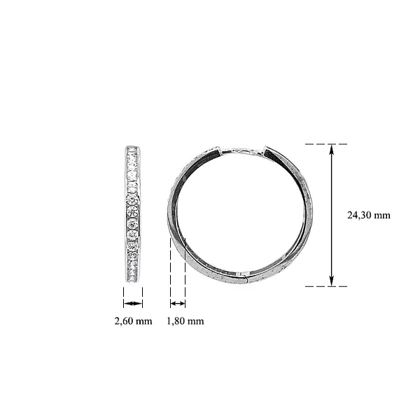 Runde Ohrringe mit Zirkonen aus Weißgold