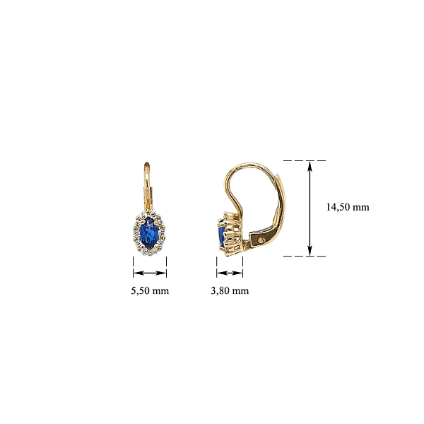 Gold-Ohrringe mit Saphir