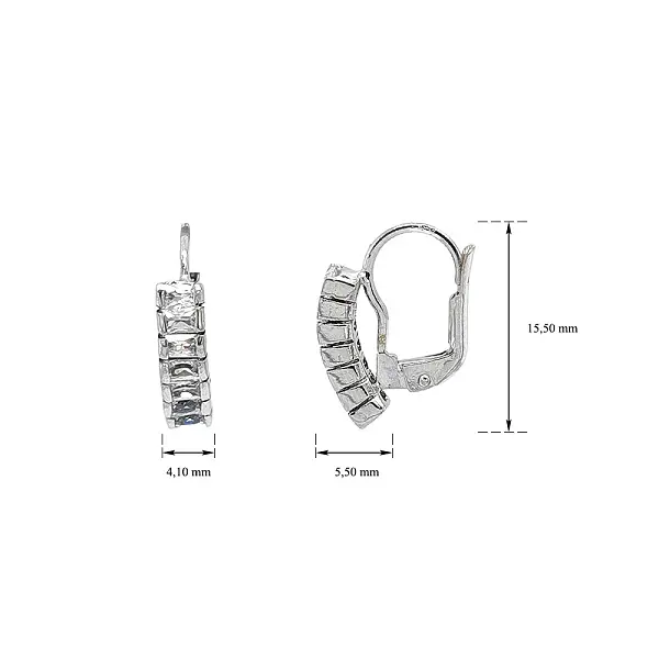 Elegante Weißgoldohrringe mit Baguette-Zirkonia
