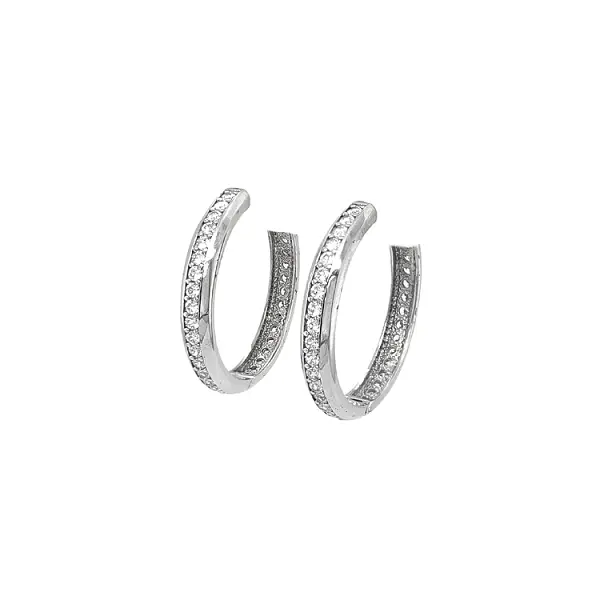 Runde Ohrringe mit Zirkonen aus Weißgold