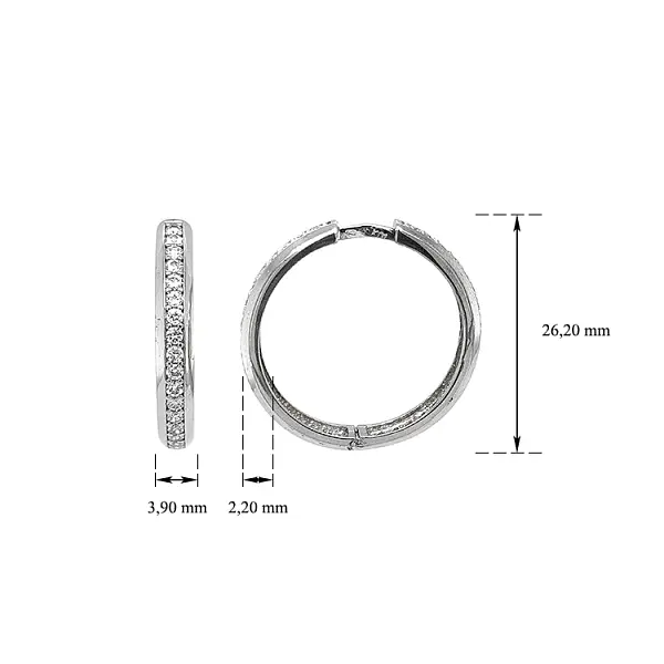 Runde Ohrringe mit Zirkonen aus Weißgold