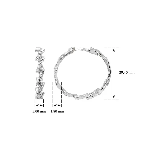 Runde Ohrringe mit Zirkonen aus Weißgold