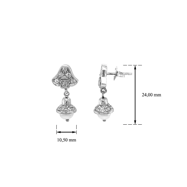 Goldohrringe mit Perlen und Zirkonen