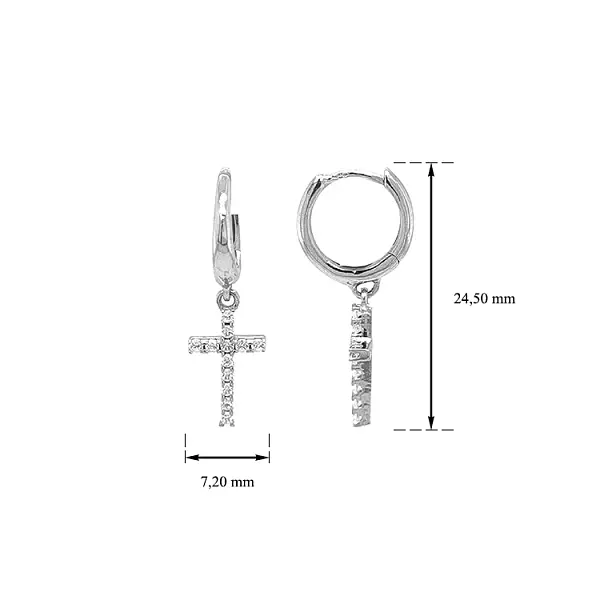 Goldohrringe Kreuz mit Zirkonen