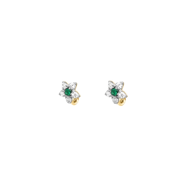 Goldohrringe Blumen mit Zirkonen