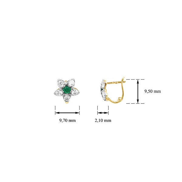 Goldohrringe Blumen mit Zirkonen