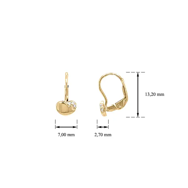 Goldohrringe Herzen mit Zirkonen