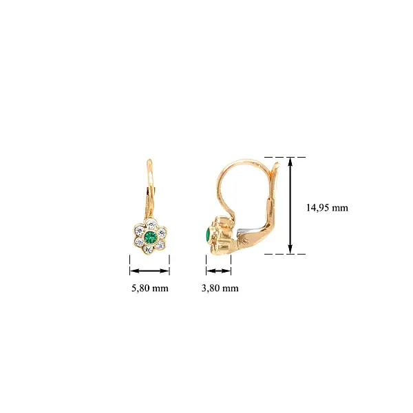 Goldohrringe Blumen mit Zirkonen