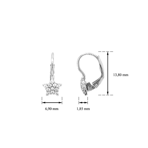 Goldohrringe Seestern mit Zirkonen