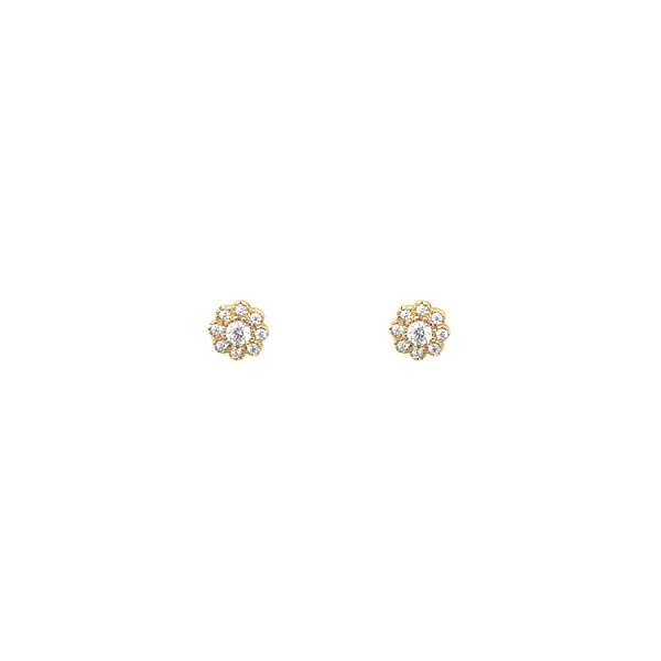 Goldohrringe Pecky Blumen mit Zirkonen