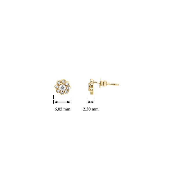 Goldohrringe Pecky Blumen mit Zirkonen