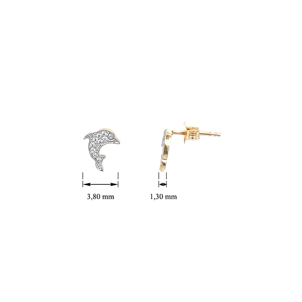 Goldene Delphin-Ohrringe mit Zirkonen