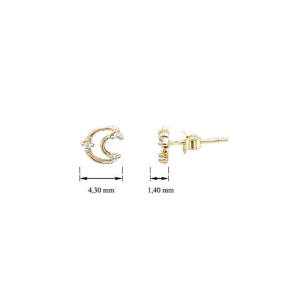 Goldohrringe Halbmond mit Zirkonen