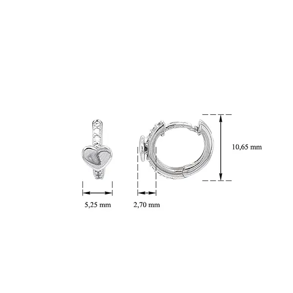 Goldene runde Ohrringe Herzen mit Zirkonen