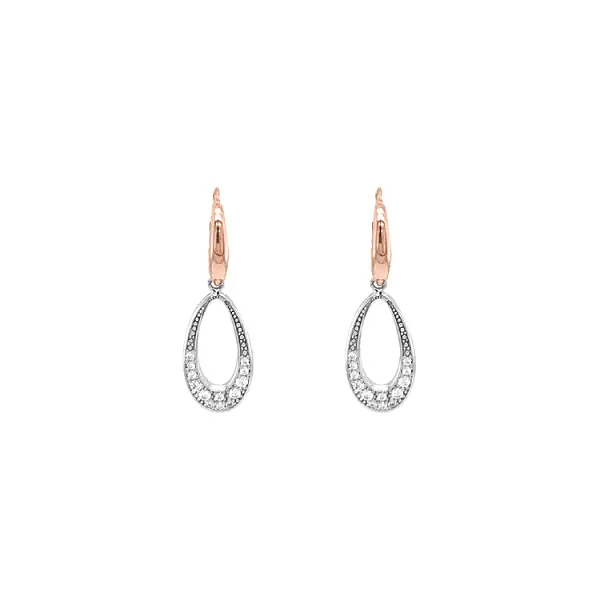 Anhänger-Ohrringe mit Zirkonen in Gold