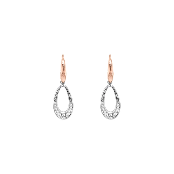 Anhänger-Ohrringe mit Zirkonen in Gold