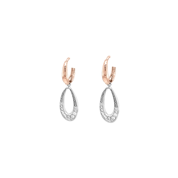 Anhänger-Ohrringe mit Zirkonen in Gold