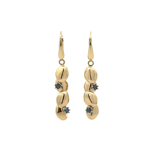 Goldene Ohrringe mit schwarzen Steinen